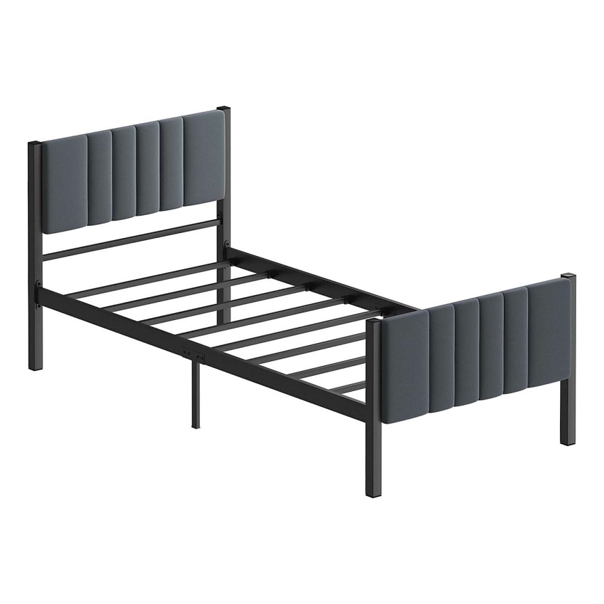 Metalni jednokrevetni krevet LUNOR 90x200 cm, antracit, nosivost 120 kg