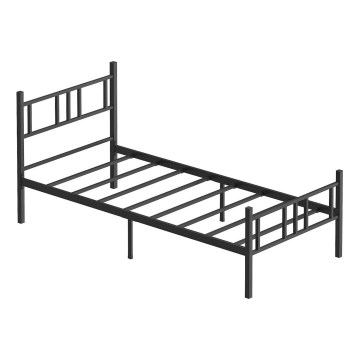 Metalni jednokrevetni krevet PIRON 90x200 cm, crni, nosivost 120 kg
