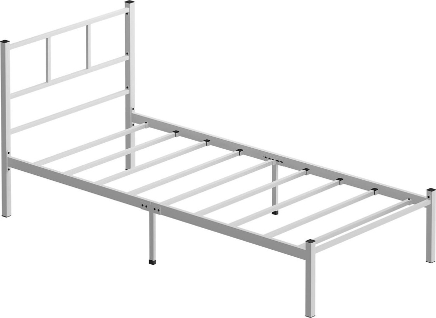 Metalni jednokrevetni krevet ROVAN 90x200 cm, beo, nosivost 120 kg