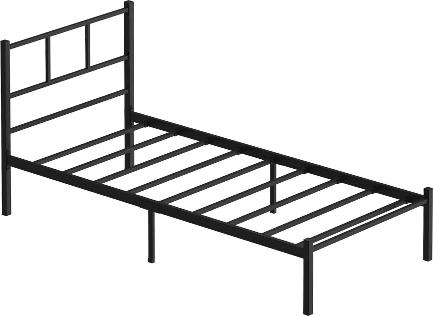 Metalni jednokrevetni krevet ROVAN 90x200 cm, crne boje, nosivost 120 kg