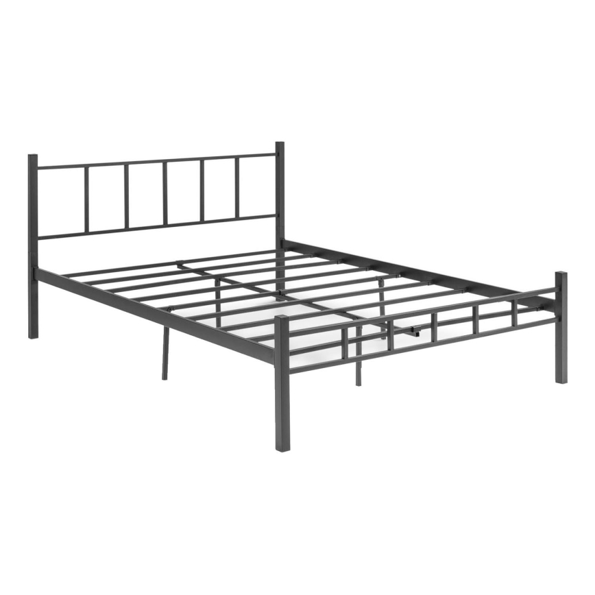 Metalni krevet za dve osobe ORMEL 120x200 cm, crni, nosivost 120 kg