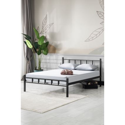 Metalni krevet za dve osobe ORMEL 120x200 cm, crni, nosivost 120 kg