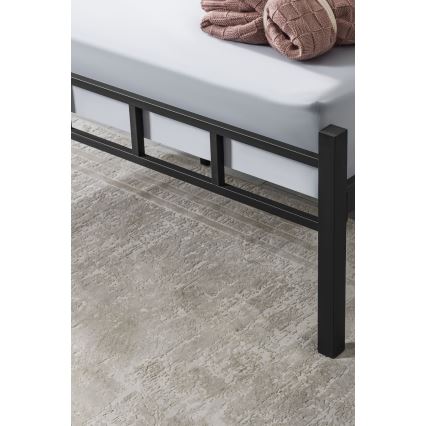 Metalni krevet za dve osobe ORMEL 120x200 cm, crni, nosivost 120 kg