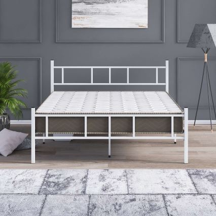 Metalni krevet za dve osobe PIRON 120x200 cm, beo, nosivost 120 kg
