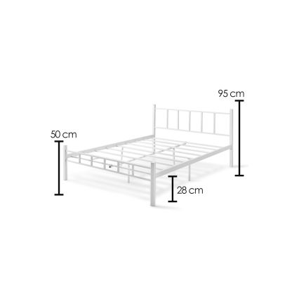 Metalni krevet za dvoje ORMEL 120x200 cm, beo, maksimalna nosivost 120 kg