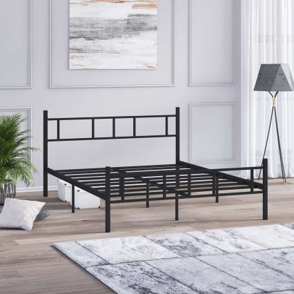 Metalni krevet za dvoje PIRON 120x200 cm, crne boje, maksimalna nosivost 120 kg