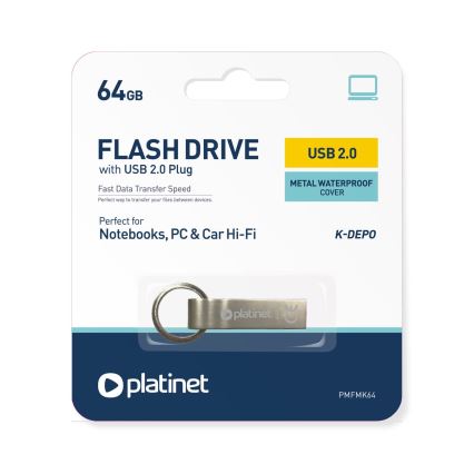Metalni vodootporni Flash Disk USB 64GB mat krom