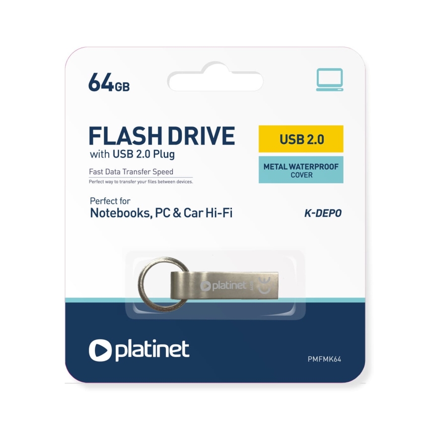 Metalni vodootporni Flash Disk USB 64GB mat krom