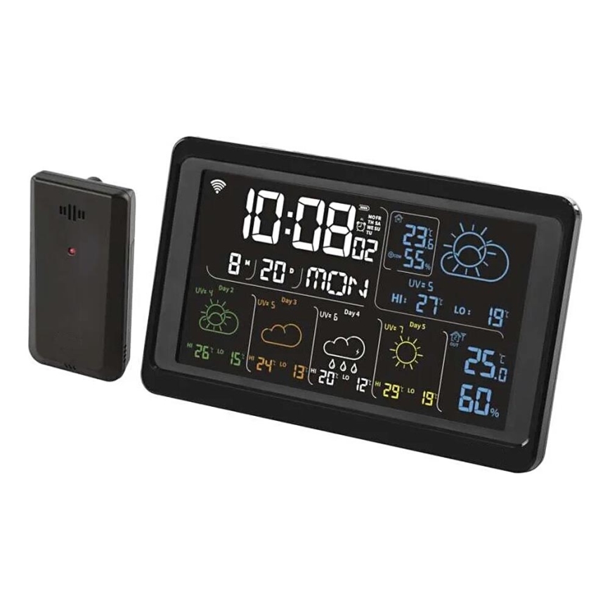 Meteorološka stanica sa LCD ekranom GoSmart 5/230V + 3xAAA Wi-Fi Tuya crno