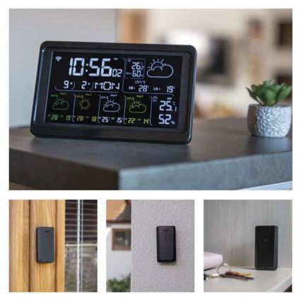 Meteorološka stanica sa LCD ekranom GoSmart 5/230V + 3xAAA Wi-Fi Tuya crno