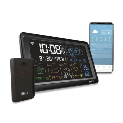 Meteorološka stanica sa LCD ekranom GoSmart 5/230V + 3xAAA Wi-Fi Tuya crno