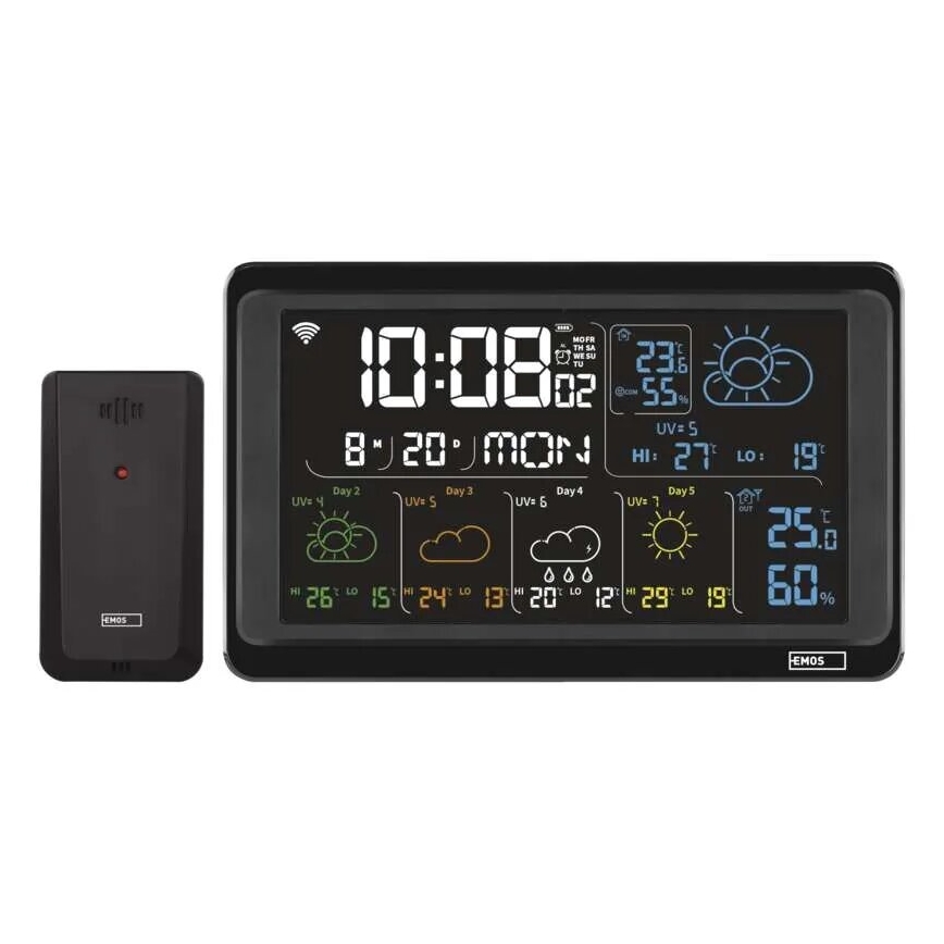 Meteorološka stanica sa LCD ekranom GoSmart 5/230V + 3xAAA Wi-Fi Tuya crno