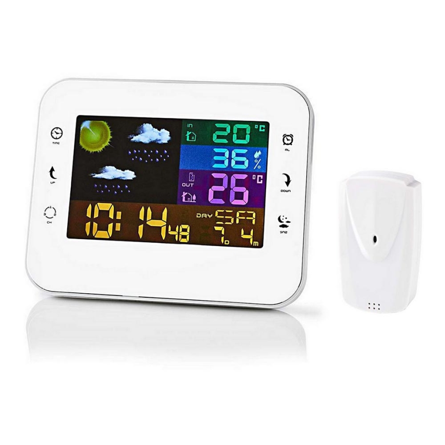 Meteorološka stanica sa LCD ekranom u boji 230V/3xAAA + 2xAA bela