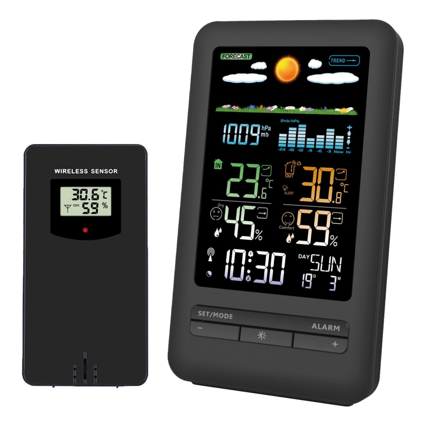 Meteostanica sa LCD ekranom 2xAA + 2xAA crna