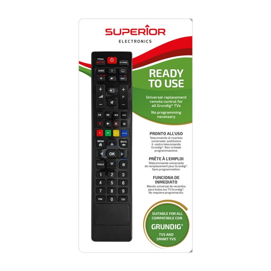 MK FLORIA Superior RC UNI TV Grundig - Zamenski daljinski upravljač za TV brendove Grundig 2xAAA
