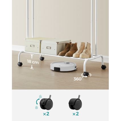 Mobilna stojeća vešalica LINEA, bela