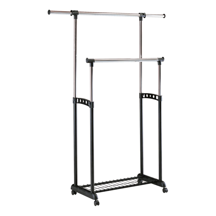 Mobilni metalni stalak za odeću 170x142 cm crno/sjajni krom