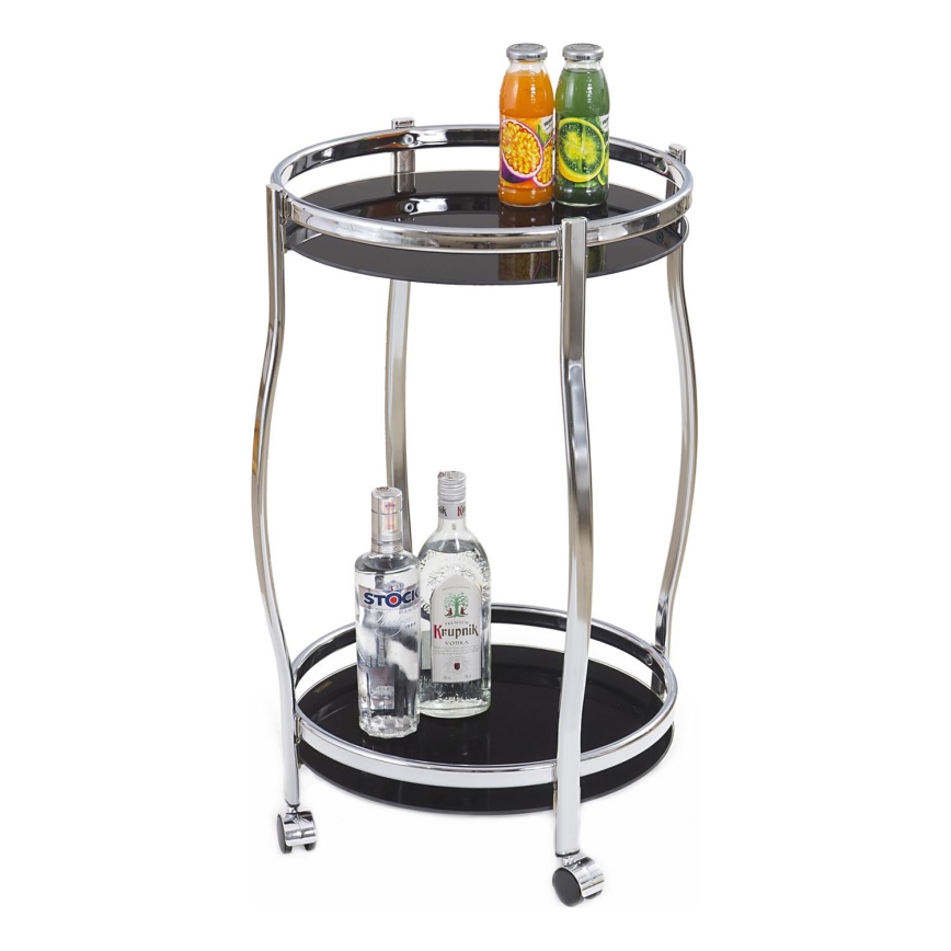 Mobilni pomoćni barski stočić BAR 71x42 cm sjajni krom/crno