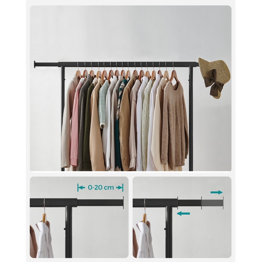 Mobilni stalak za odeću LINEA crni