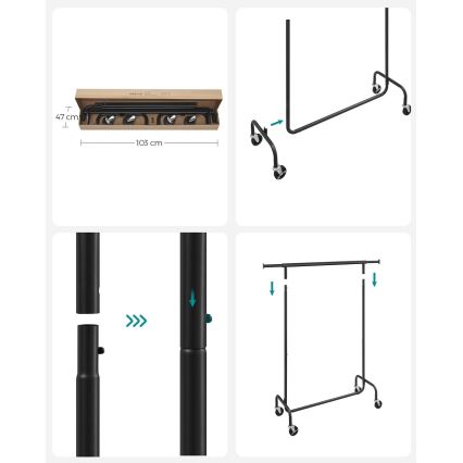 Mobilni stalak za odeću LINEA crni