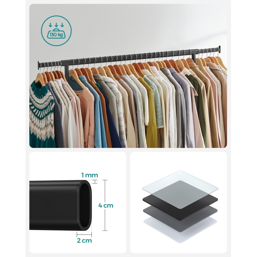 Mobilni stalak za odeću LINEA crni