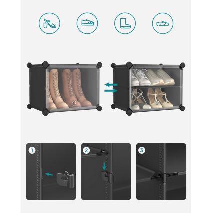 Modularna polica sa pregradama BOXIFY, crna