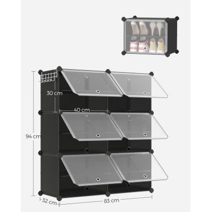 Modularna polica sa pregradama BOXIFY, crna