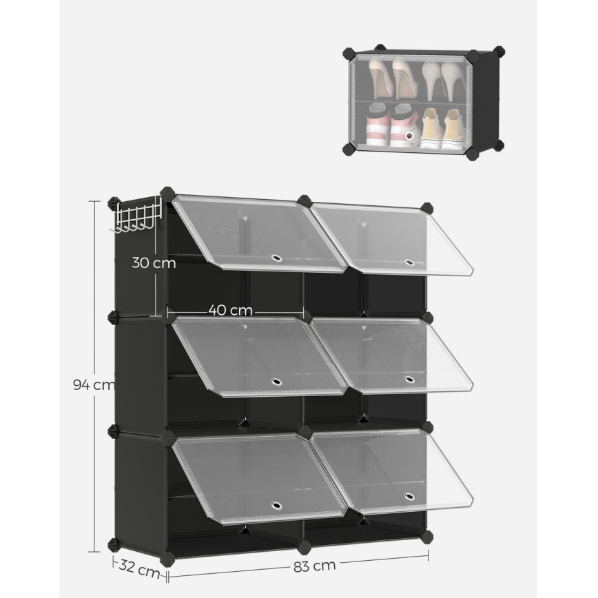 Modularna polica sa pregradama BOXIFY, crna