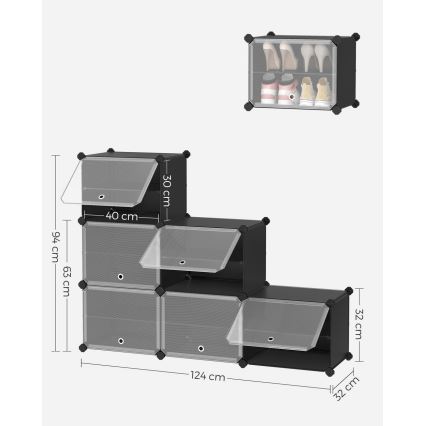 Modularna polica sa pregradama BOXIFY, crna