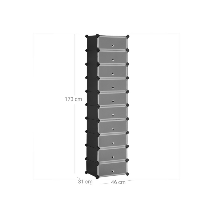 Modularni regal sa fiokama BOXIFY u crnoj boji
