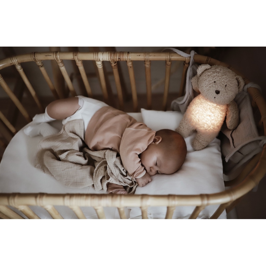 Moonie - Igračka za uspavljivanje sa melodijom i svetlom medvedić 2.0 organic cappuccino