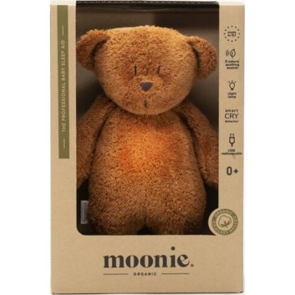 Moonie - Igračka za uspavljivanje sa melodijom i svetlom medvedić 2.0 organic caramel