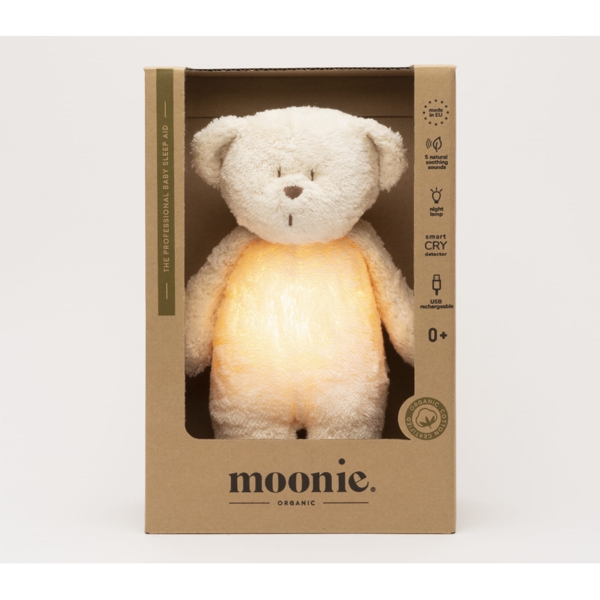 Moonie - Igračka za uspavljivanje sa melodijom i svetlom medvedić 2.0 organic polar