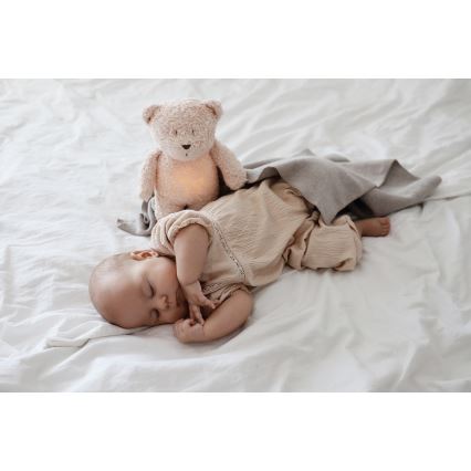 Moonie - Igračka za uspavljivanje sa melodijom i svetlom medvedić 2.0 organic rose