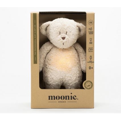 Moonie - Igračka za uspavljivanje sa melodijom i svetlom medvedić 2.0 organic sand
