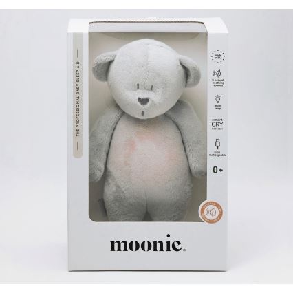 Moonie - Igračka za uspavljivanje sa melodijom i svetlom medvedić 2.0 silver