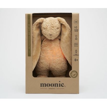 Moonie - Uspavljivač sa melodijom i svetlom, zeka 2.0 organic cappuccino