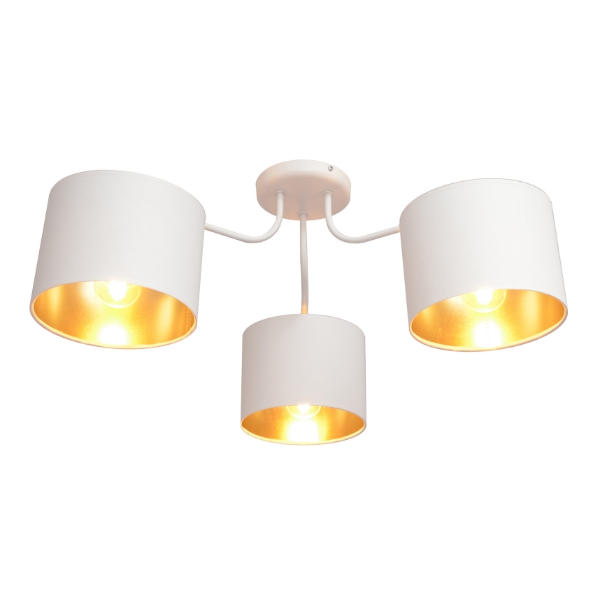Nadgradni luster ALBA 3xE27/15W/230V bela/zlatna