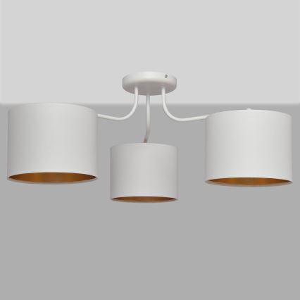 Nadgradni luster ALBA 3xE27/15W/230V bela/zlatna