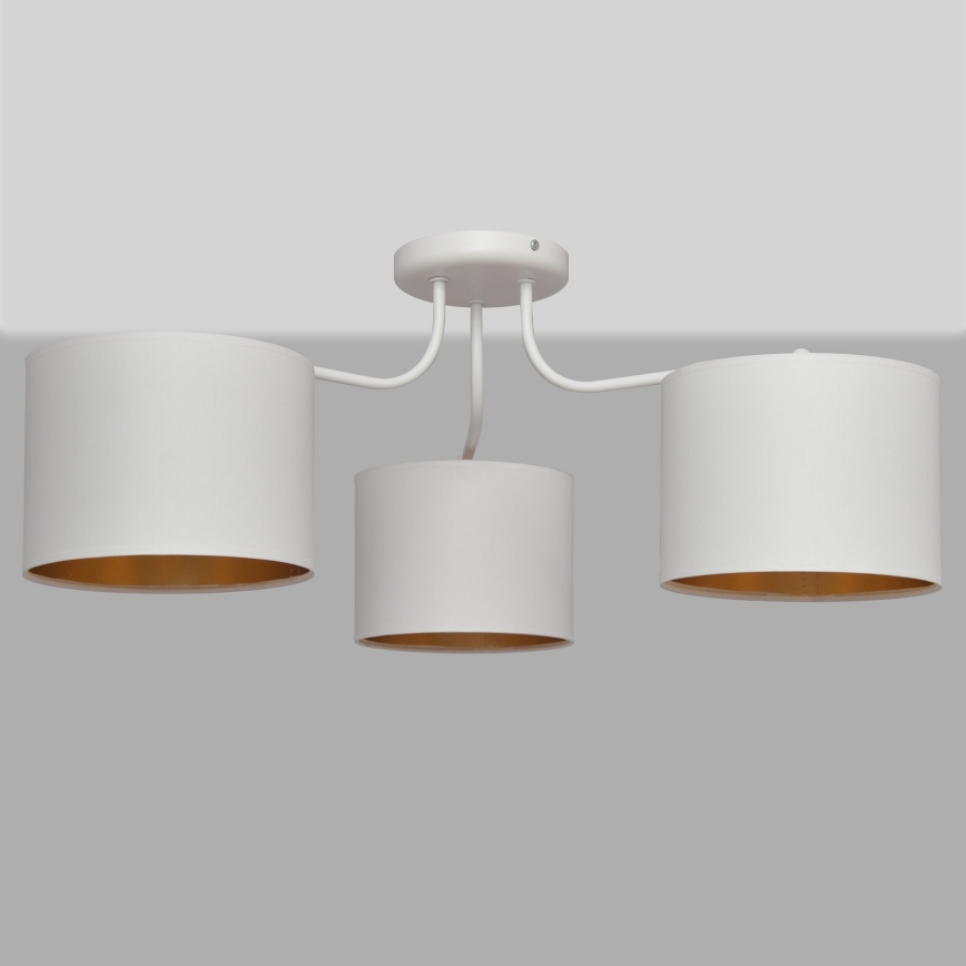 Nadgradni luster ALBA 3xE27/15W/230V bela/zlatna