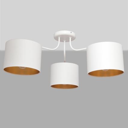 Nadgradni luster ALBA 3xE27/15W/230V bela/zlatna