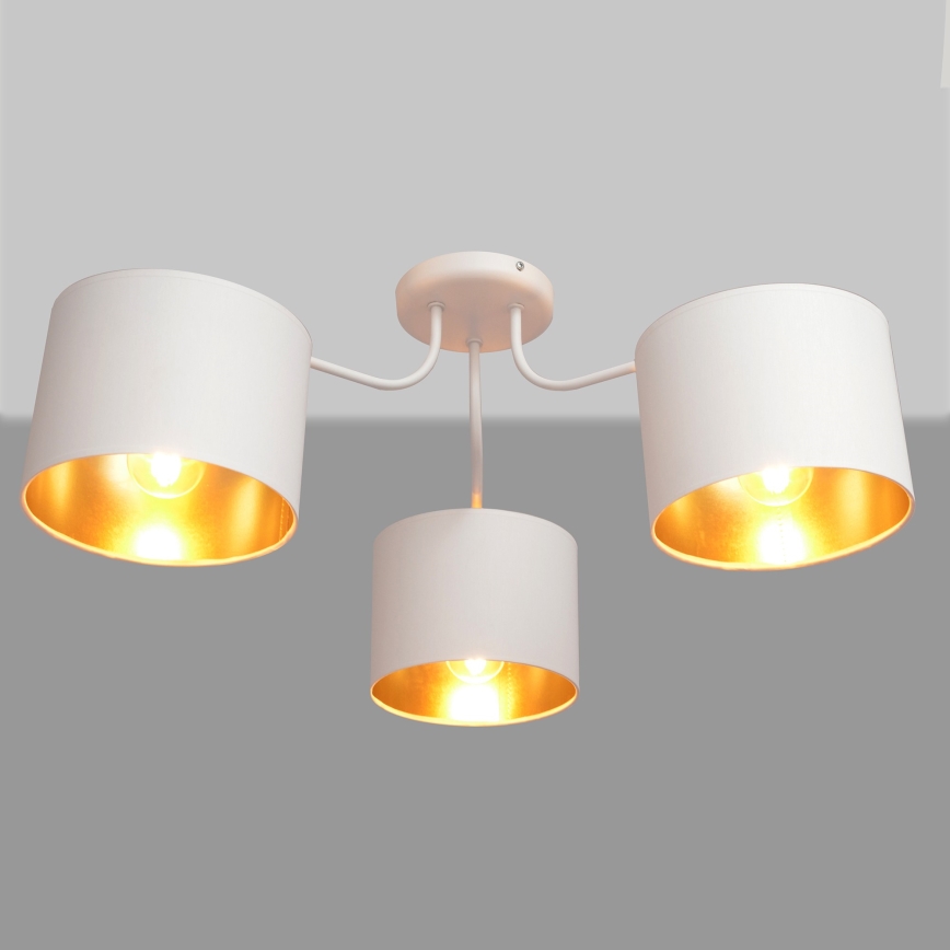 Nadgradni luster ALBA 3xE27/15W/230V bela/zlatna