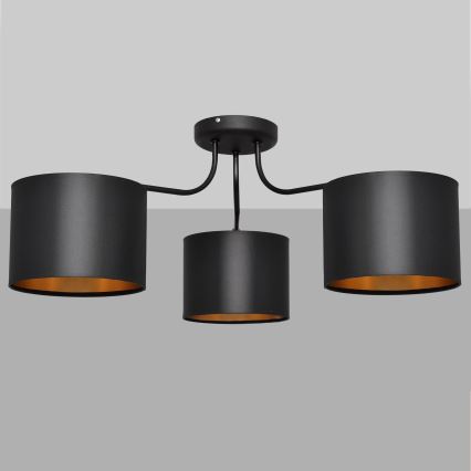 Nadgradni luster ALBA 3xE27/15W/230V crno/zlatna