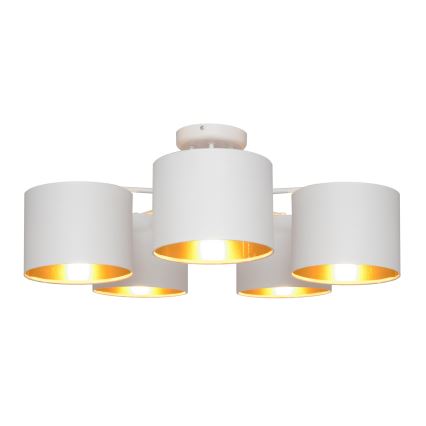 Nadgradni luster ALBA 5xE27/15W/230V bela/zlatna