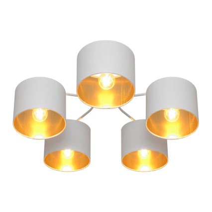Nadgradni luster ALBA 5xE27/15W/230V bela/zlatna