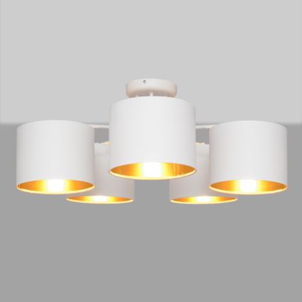 Nadgradni luster ALBA 5xE27/15W/230V bela/zlatna