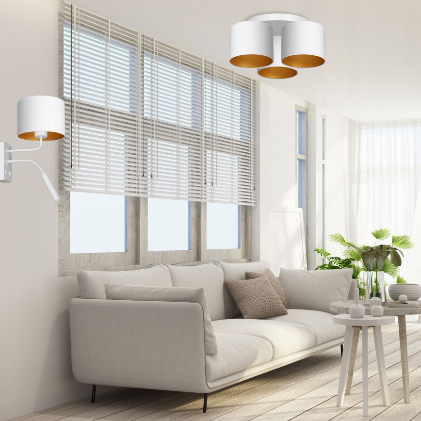 Nadgradni luster ARDEN 3xE27/60W/230V bela/zlatna