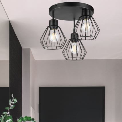 Nadgradni luster AUDREY 3xE27/60W/230V crno