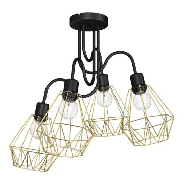 Nadgradni luster BERGEN 4xE27/60W/230V crno/zlatna