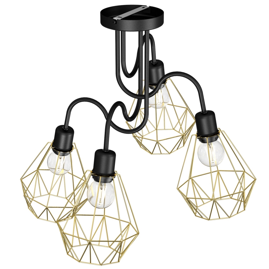 Nadgradni luster BERGEN 4xE27/60W/230V crno/zlatna